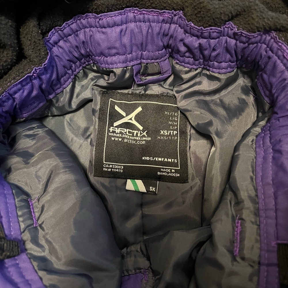 Arctix Kids Black and Purple Overalls - Picture 2 of 4